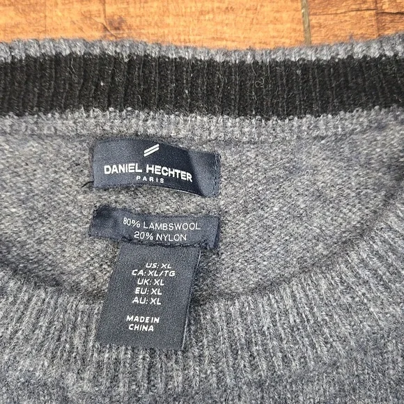 Daniel Hechter Grey Lambswool Crewneck Sweater Classic Minimalist Quiet Luxury - Picture 3 of 5
